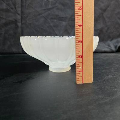 Two vintage glass lamp shades - glass replacement lamp shade - Art deco = etched & ribbed