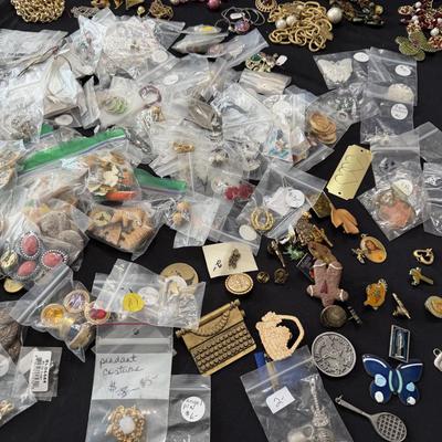 Sale Photo Thumbnail #4: Large lot of Jewelry Necklaces, Earrings Clip and Pierced, button covers.