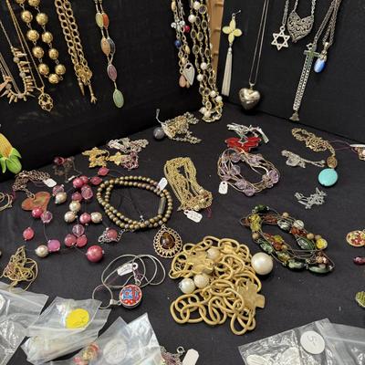 Sale Photo Thumbnail #7: Large lot of Jewelry Necklaces, Earrings Clip and Pierced, button covers.