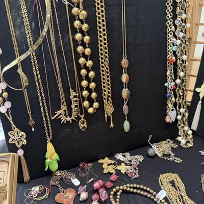 Sale Photo Thumbnail #9: Large lot of Jewelry Necklaces, Earrings Clip and Pierced, button covers.