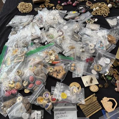 Sale Photo Thumbnail #3: Large lot of Jewelry Necklaces, Earrings Clip and Pierced, button covers.