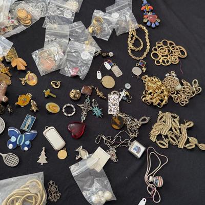 Sale Photo Thumbnail #5: Large lot of Jewelry Necklaces, Earrings Clip and Pierced, button covers.