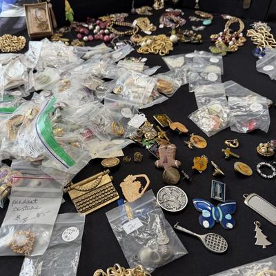 Sale Photo Thumbnail #8: Large lot of Jewelry Necklaces, Earrings Clip and Pierced, button covers.