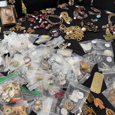 Sale Photo Thumbnail #2: Large lot of Jewelry Necklaces, Earrings Clip and Pierced, button covers.