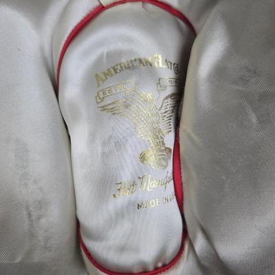 Black felt American Hat Company cowboy hat with a braided hatband with white tassels, with its original box. Size 7 1/4 comes with a hat...