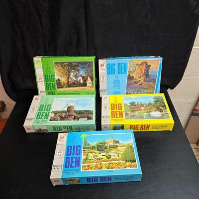 Six Milton Bradley vintage Big Ben Jigsaw puzzle lot