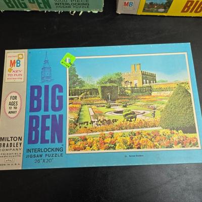 Six Milton Bradley vintage Big Ben Jigsaw puzzle lot