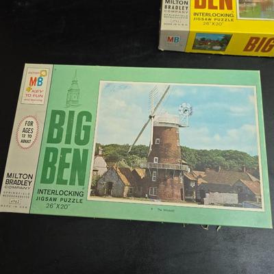 Six Milton Bradley vintage Big Ben Jigsaw puzzle lot