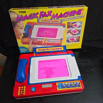 Vintage toys for 4+ age group = Handcrafted wood truck - 2 sesame street puzzles and a Tyco Magic fax machine / Magic Copier