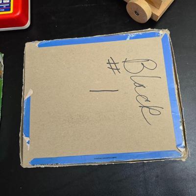 Vintage toys for 4+ age group = Handcrafted wood truck - 2 sesame street puzzles and a Tyco Magic fax machine / Magic Copier