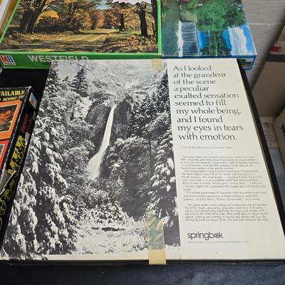 8 vintage puzzles - Westfield - Milton Bradley - Springbrook - Hoyle - Watkins Strathmore - and others