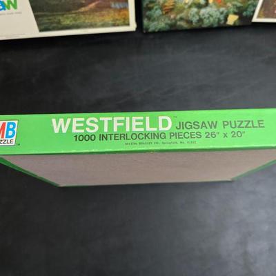 8 vintage puzzles - Westfield - Milton Bradley - Springbrook - Hoyle - Watkins Strathmore - and others