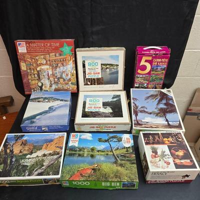 9 vintage puzzles - Guild - Milton Bradley -Parker Brothers - Great American Puzzle factory and others!