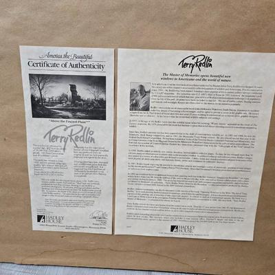 Terry Redlin framed artwork " Above the Fruited Plain" Numbered and Signed with COA on backside 1990