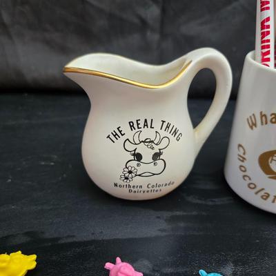 REAL Dairy collectibles -Real Chocolate Milk coffee mug. - Mcoy miniature cow creamer pitcher Northern Colorado Dairyettes" -vintage...