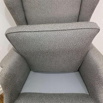 Sale Photo Thumbnail #66: Classic pair of custom upholstered armchairs with a modern twist. The gray textured upholstery feels and looks great with almost any decor. The chairs measure 27"W x 20"D x 42"H. Both are in excellent condition. You are bidding on the pair here meaning yo