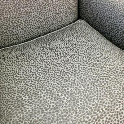 Sale Photo Thumbnail #61: Classic pair of custom upholstered armchairs with a modern twist. The gray textured upholstery feels and looks great with almost any decor. The chairs measure 27"W x 20"D x 42"H. Both are in excellent condition. You are bidding on the pair here meaning yo