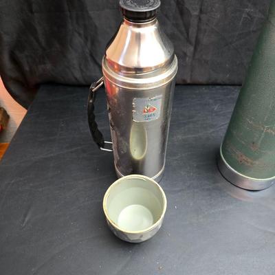 Two vintage thermoses /vacuum bottles - Uno-Vac unbreakable stainless-steel thermos & 1976 Aladdin Stanley 2-quart vacuum bottle,...