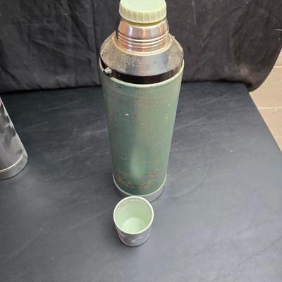 Two vintage thermoses /vacuum bottles - Uno-Vac unbreakable stainless-steel thermos & 1976 Aladdin Stanley 2-quart vacuum bottle,...