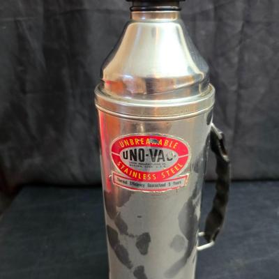 Two vintage thermoses /vacuum bottles - Uno-Vac unbreakable stainless-steel thermos & 1976 Aladdin Stanley 2-quart vacuum bottle,...