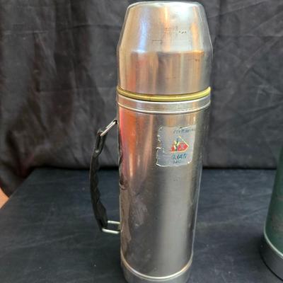 Two vintage thermoses /vacuum bottles - Uno-Vac unbreakable stainless-steel thermos & 1976 Aladdin Stanley 2-quart vacuum bottle,...