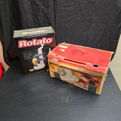 Small kitchen appliances - vintage Krups Universal Compact folding electric food slicer -Rotato automatic fruit and vegetable peeler with...