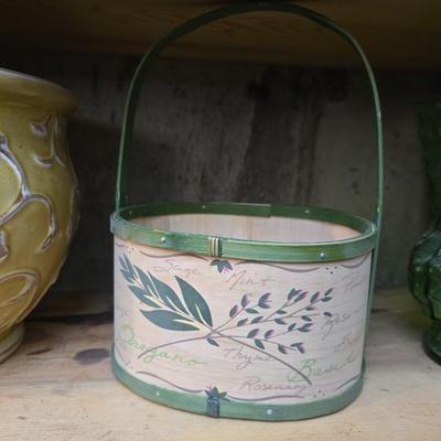 Large assortment of mostly ceramic garden pots, vases, with a new rain gauge and new Russco iii wind chime