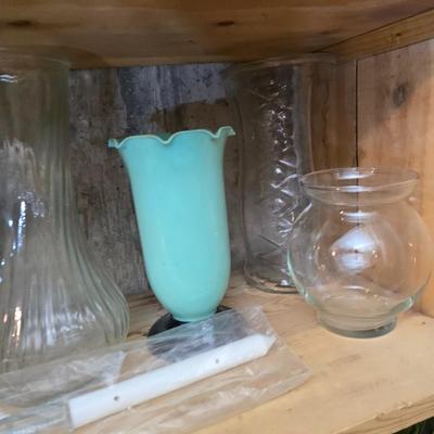 Large assortment of mostly ceramic garden pots, vases, with a new rain gauge and new Russco iii wind chime