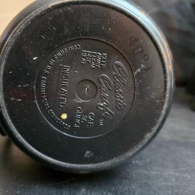 Vintage 30-cup party size Sunbeam coffee percolator, Model AP-Y & a Vtg Classic Carafe Insulated 36 oz with a collection of Christmas...