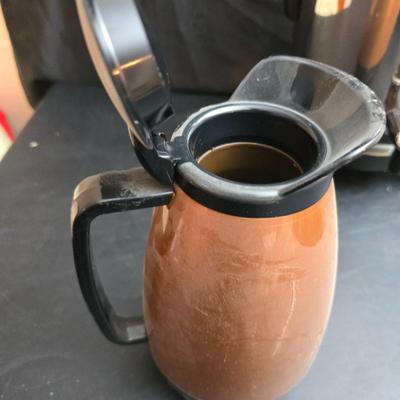 Vintage 30-cup party size Sunbeam coffee percolator, Model AP-Y & a Vtg Classic Carafe Insulated 36 oz with a collection of Christmas...