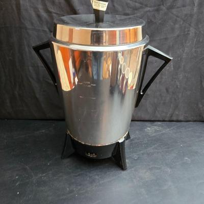 Vintage 30-cup party size Sunbeam coffee percolator, Model AP-Y & a Vtg Classic Carafe Insulated 36 oz with a collection of Christmas...