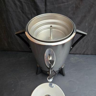 Vintage 30-cup party size Sunbeam coffee percolator, Model AP-Y & a Vtg Classic Carafe Insulated 36 oz with a collection of Christmas...