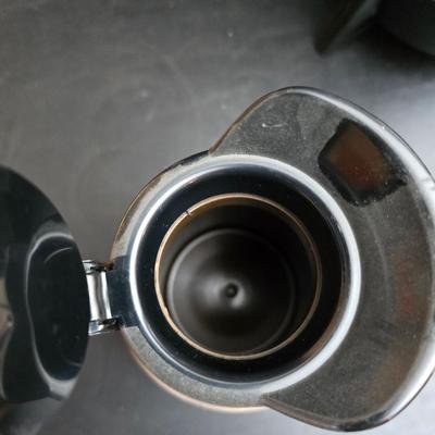 Vintage 30-cup party size Sunbeam coffee percolator, Model AP-Y & a Vtg Classic Carafe Insulated 36 oz with a collection of Christmas...