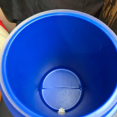 Two vintage Gott water coolers - 2 Gallon metal galvanized water cooler and a 2-gallon Gott blue plastic cooler