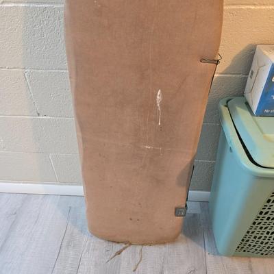 Time to do laundry!!Old metal Ironing board with hamper, laundry bag, Clothes iron, Lint brush and a Remington clothes dryer
