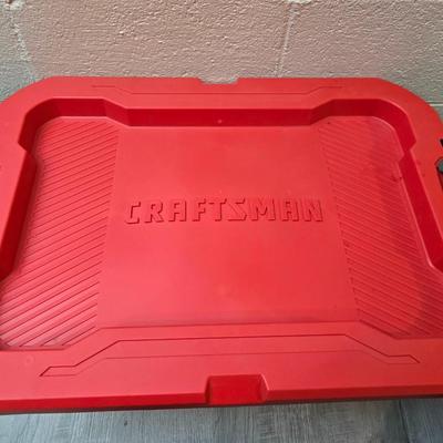 Craftsman storage tote, canvas Craftsman tool bag, red water coolers, and a 3 a day lunch cooler / bag