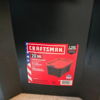 Craftsman storage tote, canvas Craftsman tool bag, red water coolers, and a 3 a day lunch cooler / bag
