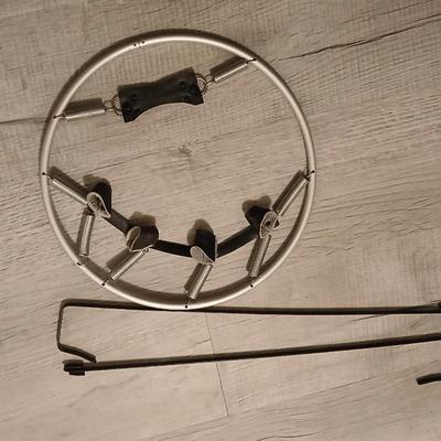 Sports are great fun! Basketball - plastic bowling pins with ball - Vintage T.A. Davis wooden tennis racket-Renewa Grip Exerciser Circular