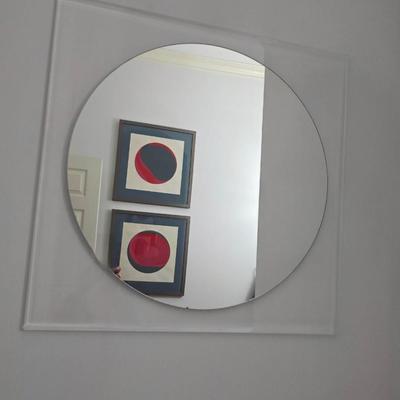 Sale Photo Thumbnail #85: This contemporary geometric acrylic mirror will add fun to any space. There are a few blemish spots on the bottom edge of the mirror, please zoom in on pictures to inspect closer. I wouldn't say they are highly noticeable but want to make you aware. The s