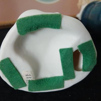 Framed cross stitch Angel with collection of Angel figures