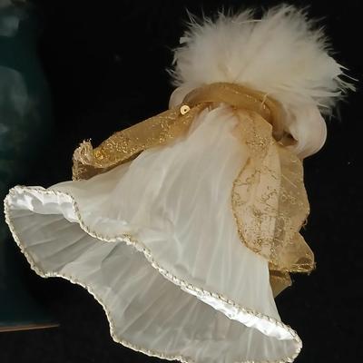 Framed cross stitch Angel with collection of Angel figures