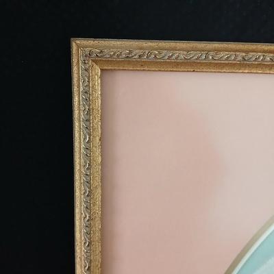 Framed cross stitch Angel with collection of Angel figures