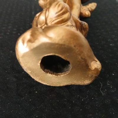 Matching Cherub angel candle sticks Victorian like, two Gregorian copper candles and two gold angel figures