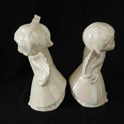 Twe sets of ceramic kissing angels