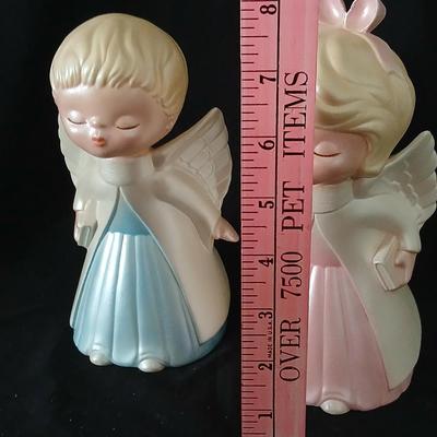 Twe sets of ceramic kissing angels