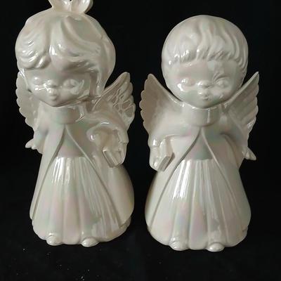 Twe sets of ceramic kissing angels