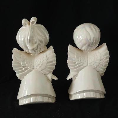 Twe sets of ceramic kissing angels
