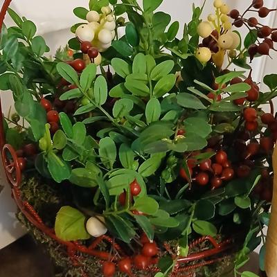 Mostly vintage Christmas decor - ornaments - angels - centerpiece greenery - wreath - platters and more