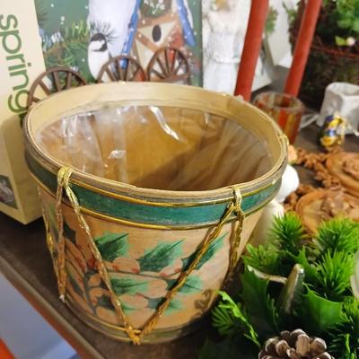 Mostly vintage Christmas decor - ornaments - angels - centerpiece greenery - wreath - platters and more