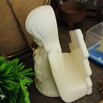 Mostly vintage Christmas decor - ornaments - angels - centerpiece greenery - wreath - platters and more